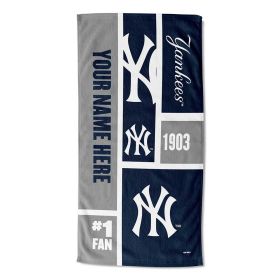 [Personalization Only] OFFICIAL MLB Colorblock Beach Towel -  Yankees