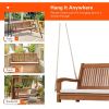 2-Person Hanging Porch Swing Wood Bench with Cushion Curved Back