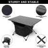 YSSOA Portable Folding Aluminum Alloy Table with High-Capacity Storage and Carry Bag for Camping, Traveling, Hiking, Fishing, Beach, BBQ, Large, Black