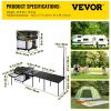 VEVOR Outdoor Mobile Kitchen, Portable Multifunctional Camp Box with Wheels All in One Integrated Cooking Station with Windproof Stove, Folding Tables