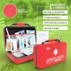 Small First Aid Kit for Car, Office, 121 Pieces, Sturdy Red EVA Travel First Aid Kit with Zip, Carabiner, Waterproof Basic First Aid Kit for Home, Por