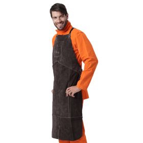 Brown Leather Breast Apron Wear Resistance Cut Insulation For Electric Welding Operation (Option: Black-91x58cm)