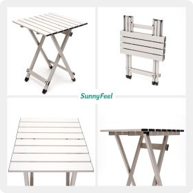 SUNNYFEEL Folding Camping Table - Lightweight Aluminum Portable Picnic Table, 18.5x18.5x24.5 Inch for Cooking, Beach, Hiking, Travel, Fishing, BBQ, In (Color: Grey)